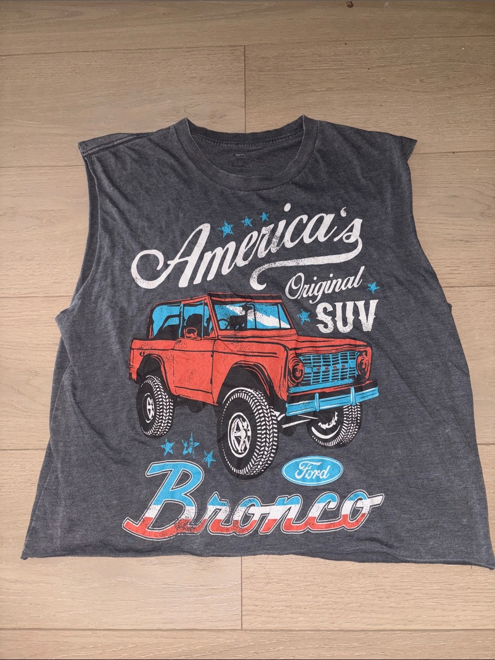 Bronco Charcoal Tank Top with Red & Blue Ford Bronco Graphic
